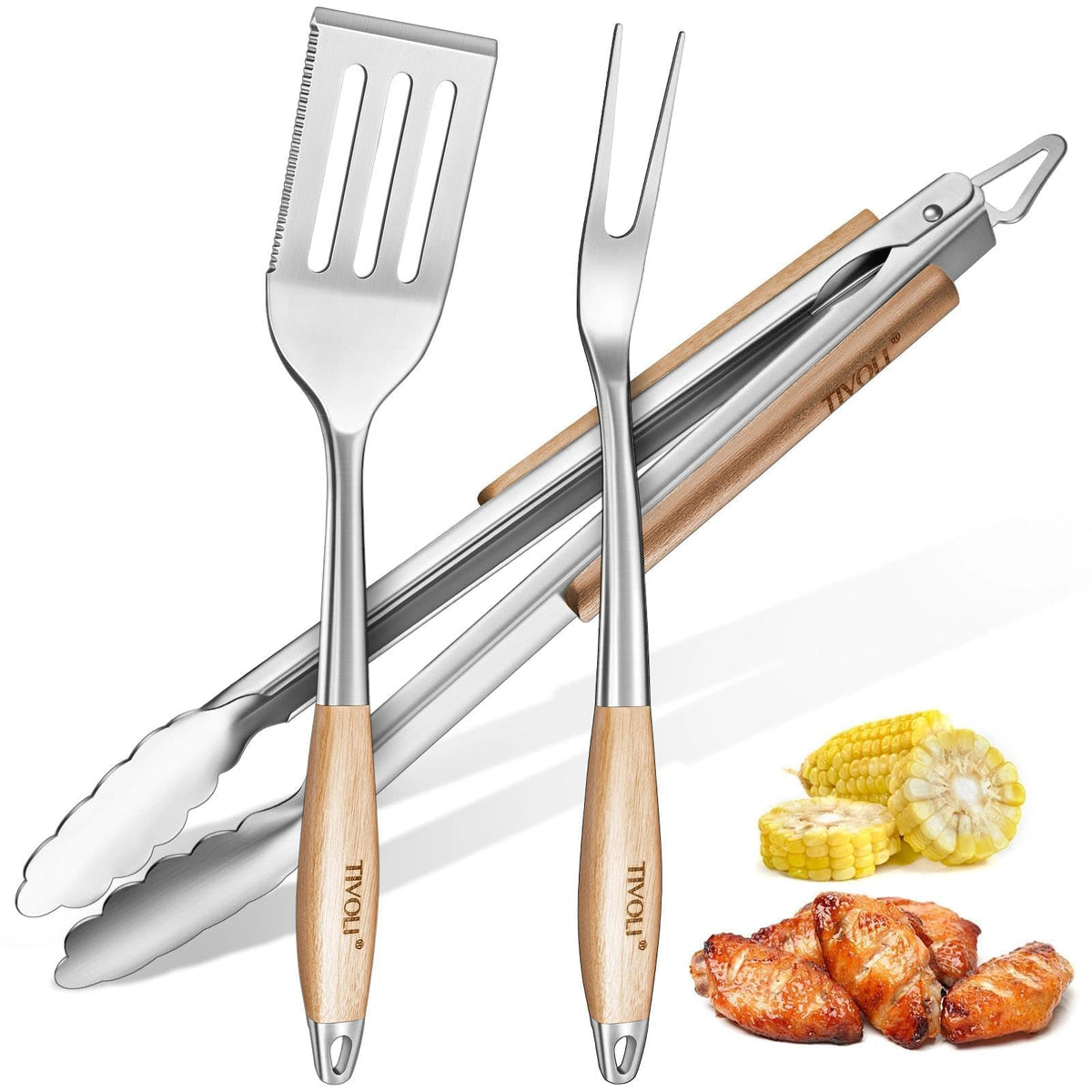 TIVOLI 3PCS Grilling Accessories Set - Heavy Duty BBQ Tool Set