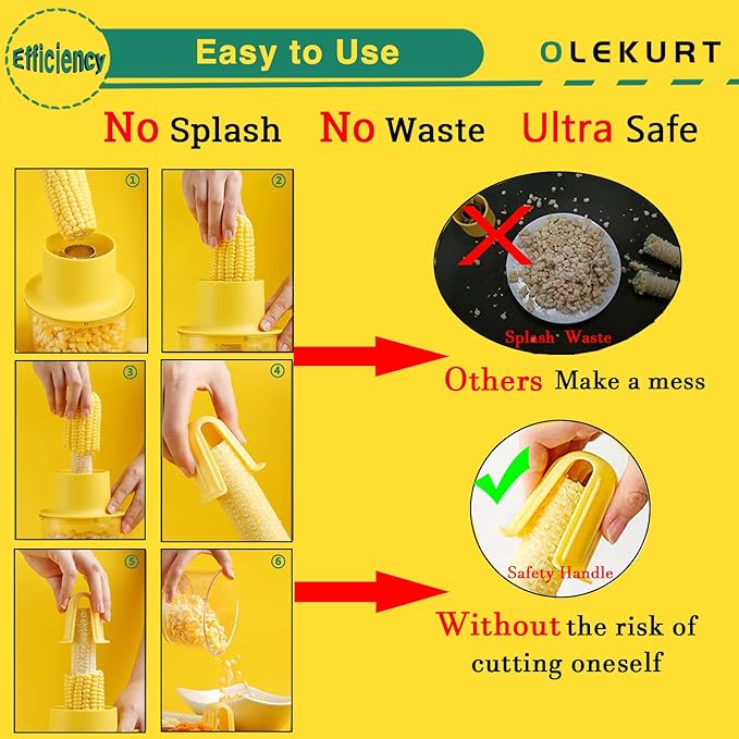 OLEKURT Corn Cob Stripper Tool, Corn Peeler for Corn on the Cob (Yellow)