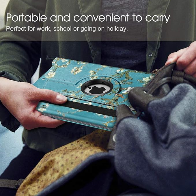 Fintie Rotating Case for iPad Air (3rd Gen) 10.5" 2019 / iPad Pro 10.5" 2017 with Built-in Pencil Holder - 360 Degree Rotating Stand Protective Cover, Auto Sleep/Wake (Blossom)