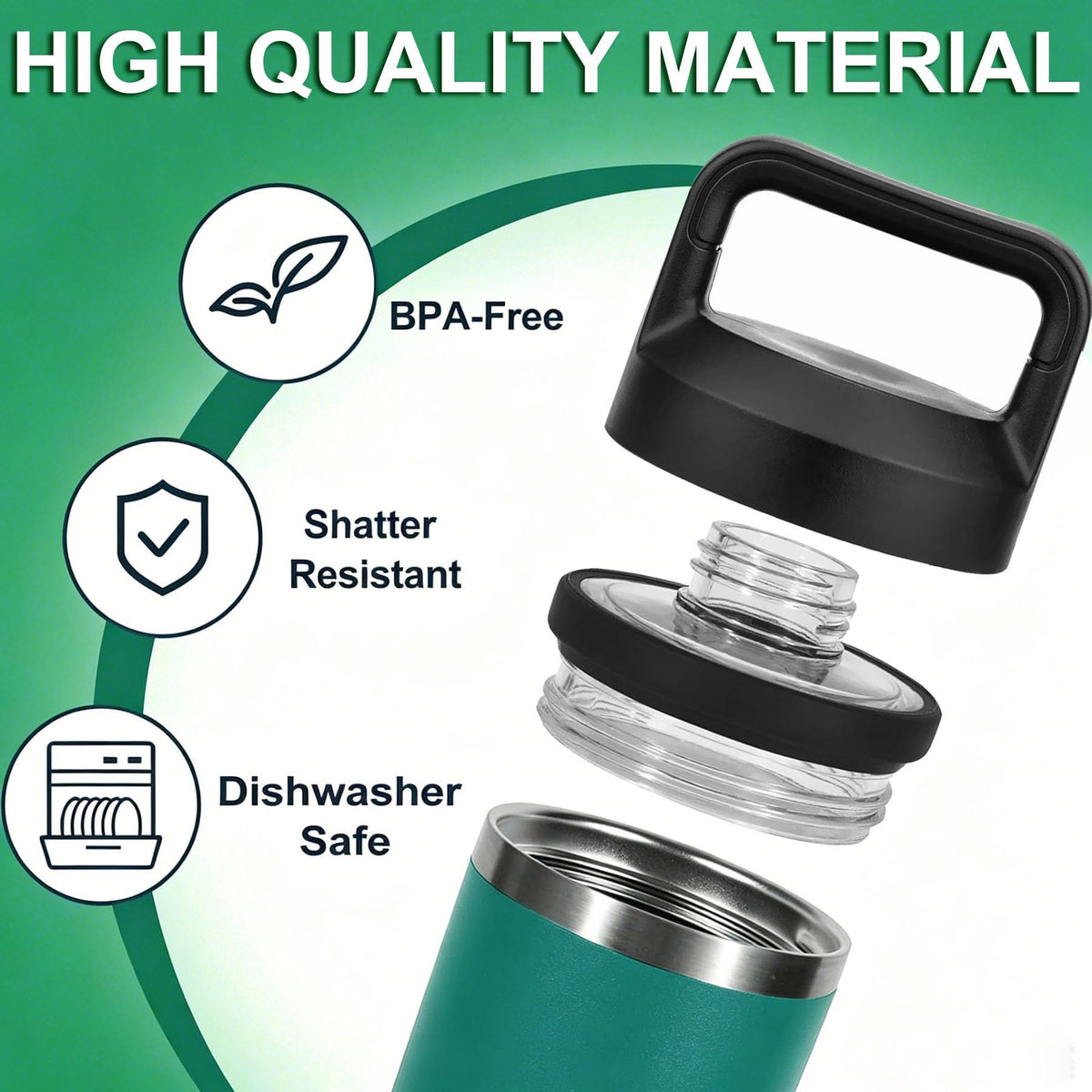 Replacement for YETI Rambler Bottle Chug Cap Lid, Screw Top Lid Replacement Fits for 18/26/ 36/64 oz YetiRambler, Chug CapLid Replacement for Yeti Rambler Models