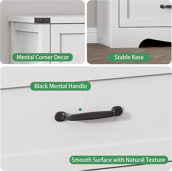 Dresser for Bedroom with 8 Drawers, 54" Wide Wood Chest of Drawers with Deep Drawers & Mental Handle, Modern Dresser TV Stand, Wooden Closet Storage Organizer for Living Room, Hallway, Entryway, White