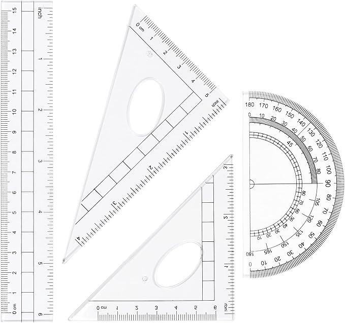 10 Pieces Math Geometry Kit Set Student Supplies with Shatterproof Storage Box,Includes Rulers,Protractor,Compass,Eraser,Pencil Sharpener,Lead Refills,Pencil,for School and Drawings（Pink）