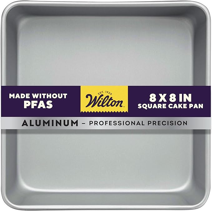Wilton Aluminum Square Cake Pan, Made Without PFAS, 8 x 8 in