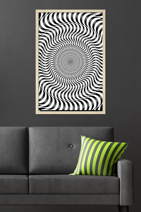 Trends International Zebra Stripe Optical Illusion Wall Poster, 34L x 22.4W, Blonde Framed Version