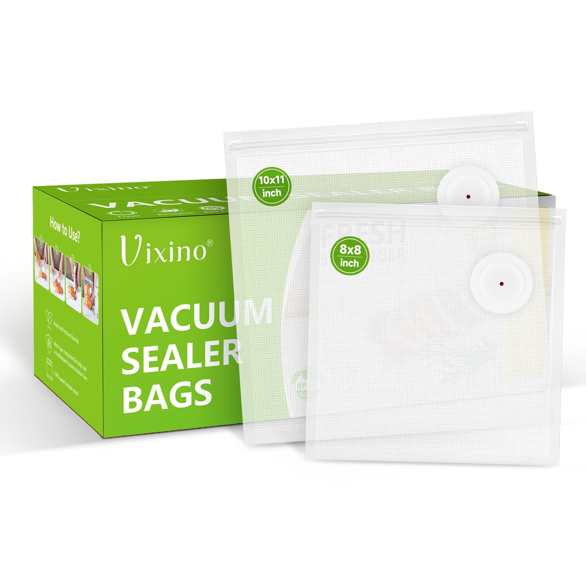 Vixino Vacuum Sealer Bags, 40 Reusable Vacuum Sealer Bags for Food, BPA-Free, Meal Prep and Sous Vide Cooking,Works for Handheld Sealer and Vac Sealer Machine with External Vacuum Systems