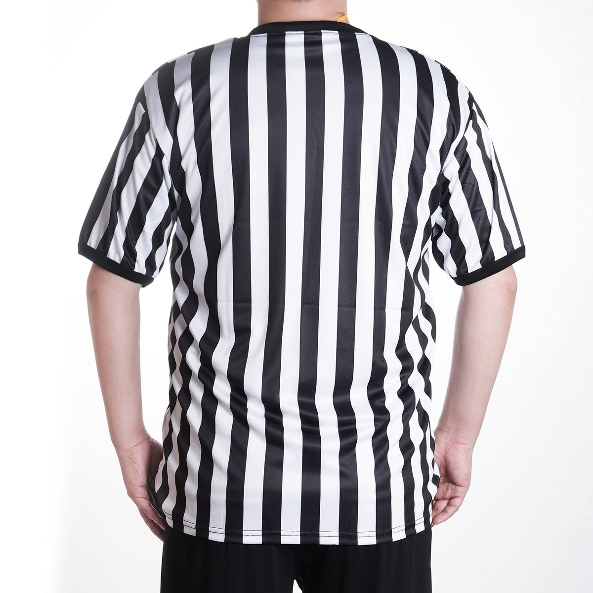 obmwang Referee Shirt for Womens and Mens, Black and White Stripe Umpire Jersey V Neck Ref Uniform for Football Halloween