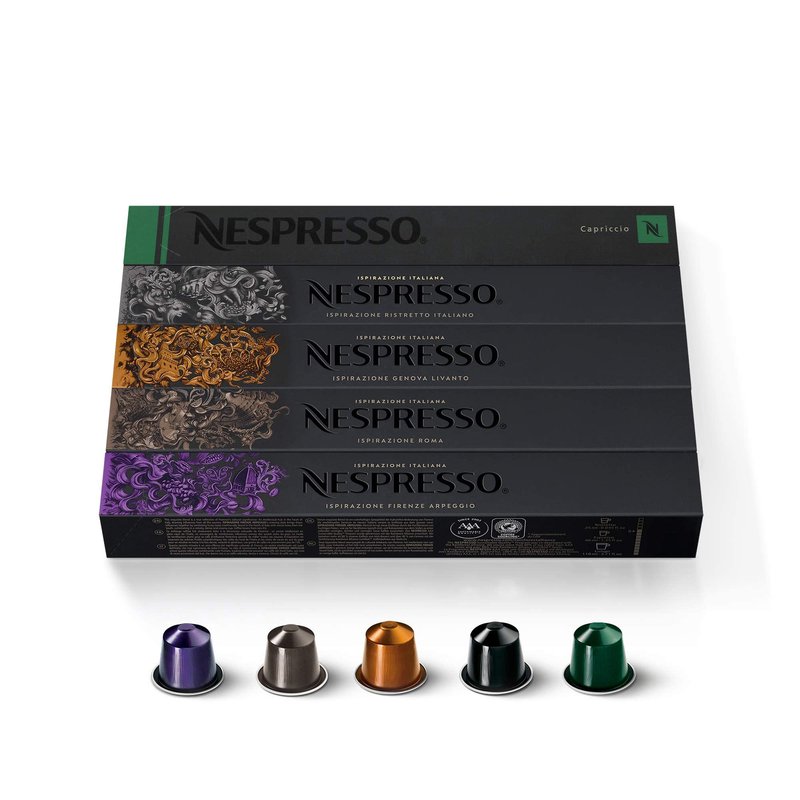 Nespresso Capsules Original Line, Ispirazione Favorites Variety Pack, Medium & Dark Roast Espresso Coffee, 50 Count Coffee Pods