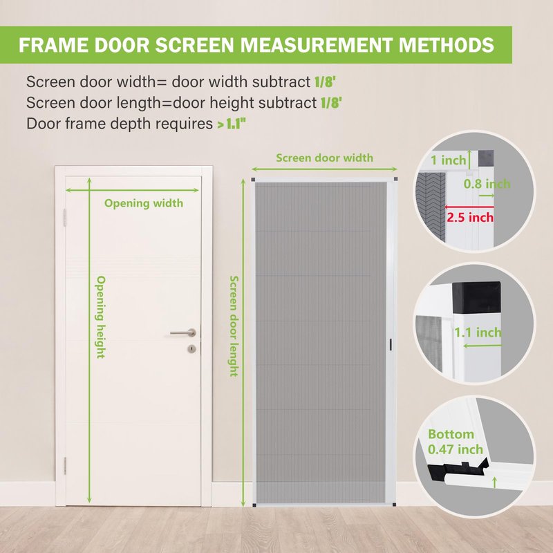 Retractable No-Drilling Sliding Screen Door, Seamless Aluminum Frame Low-Profile Tracks for Closer to Nature, Keeping Insects Out, Pet and Child-Friendly, Customizable Sizes for Your Opening