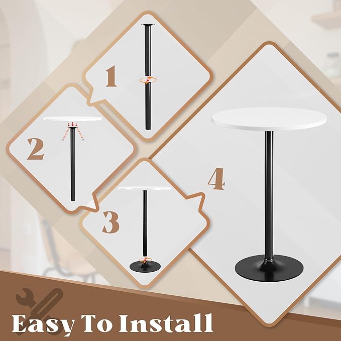 Homall Round Dining Table Bistro Pub 23.8 x 39.5 Inches Bar Table for Kitchen, Dining Room (1, White-Black)