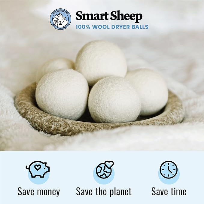 Smart Sheep 3-Pack - XL Premium Natural Wool Dryer Balls - Award-Winning - Replaces Dryer Sheets - Laundry Balls (Black Marching Penguins)
