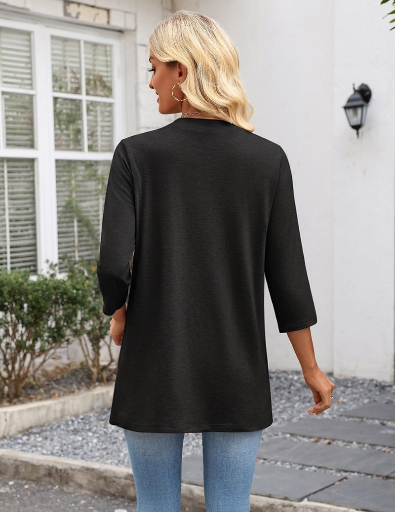 Zeagoo Women's Casual Lightweight Cardigan 3/4 Sleeve Open Front Loose Thin Cardigans with Pockets