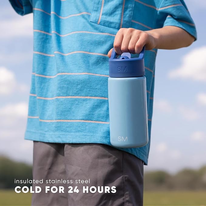 Simple Modern Kids Summit Water Bottle with Straw Lid | Smurfs 18oz Stainless Steel Cup Insulated Tumbler for Boys, Girls, School | Smurfs Polka Dots