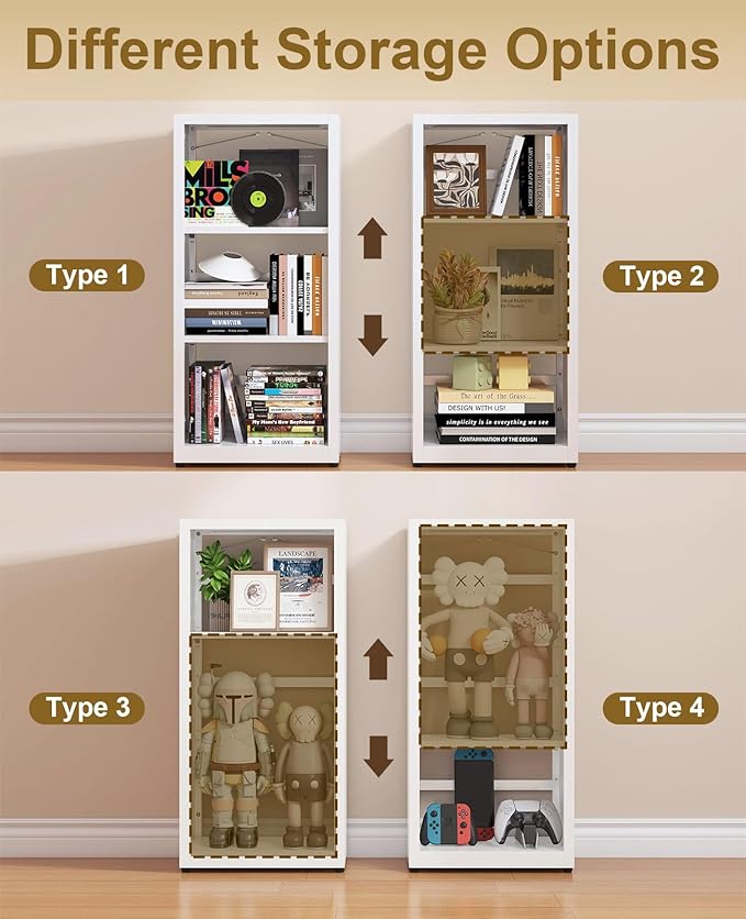 3 Tier Bookshelf, Adjustable Metal Bookcase with Anti-Tip Kit & Leveling Feet, Heavy-Duty Metal Storage Organizer, Modern Corner Shelves for Living Room, Kitchen, Office