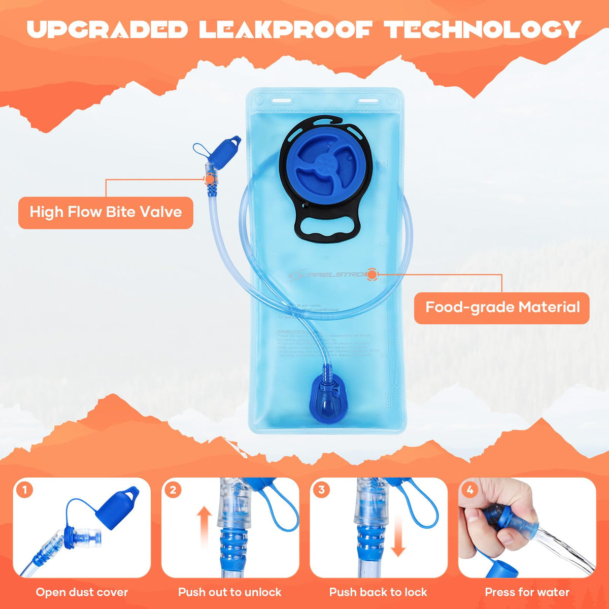 Maelstrom Lightweight Hydration Hiking Backpack with 2L Water Bladder