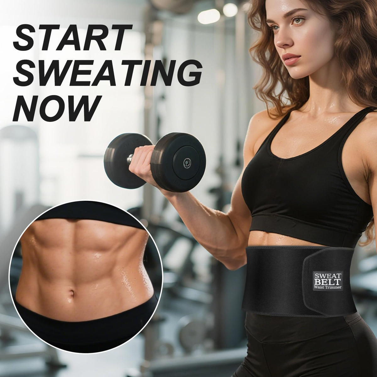 ZPP Waist Trimmer for Women and Men, Sweat Belt Band Belly Stomach Wrap Black/Silver/Large