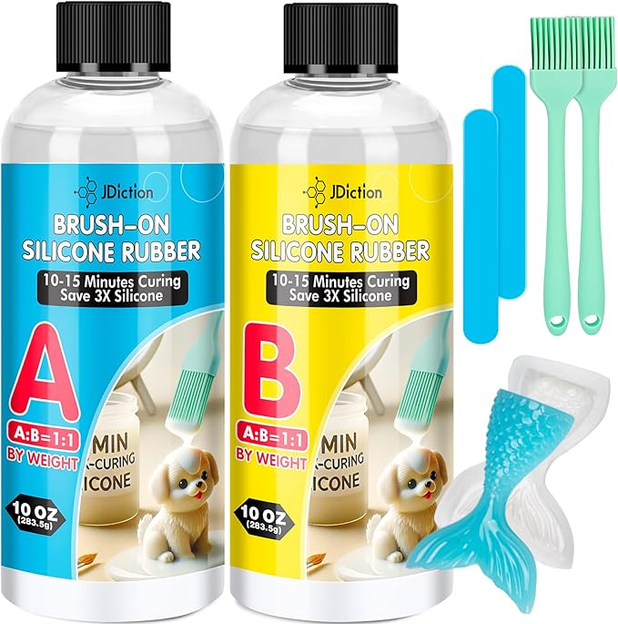 JDiction Brush-On Silicone Mold Making Kit, 10-15 Minute Fast Cure, 20oz