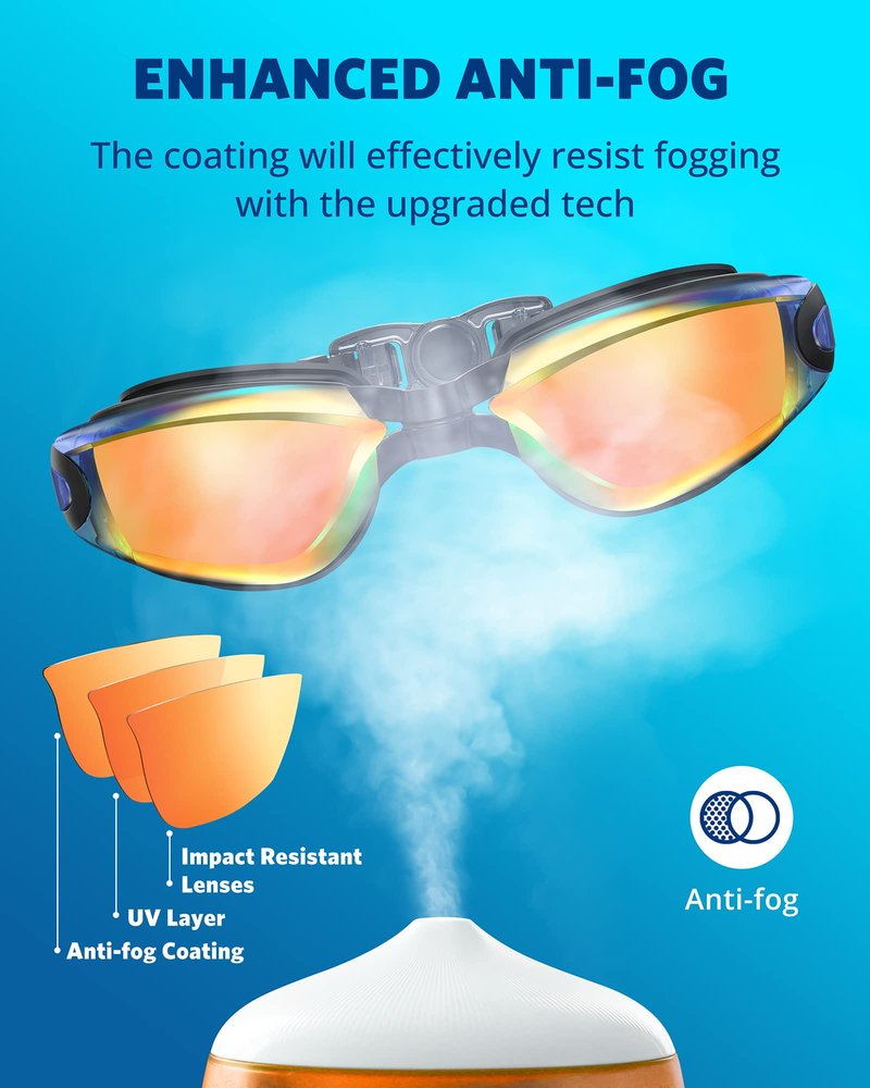 Aegend Swim Goggles, Flexible, Detachable Swimming Goggles No Leaking Full Protection Adult Men Women Youth, Bright Orange