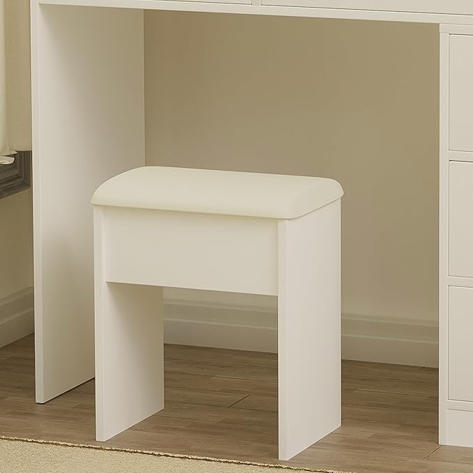 Makeup Vanity Desk with Mirror & LED Lights, Cushioned Chair, Vanity Table Set for Bedroom with 5 Storage Drawers, Stylish Dressing Table with 3 Color Lighting for Girls & Makeup Enthusiasts