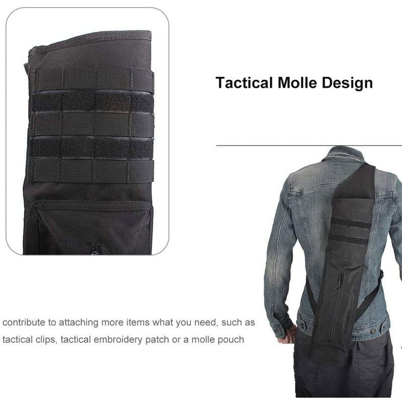 Kratarc Archery Multi-function Heavy Duty Back Arrow Quiver with Molle System Shoulder Hanged Target Shooting Quiver for Arrows (Black- for Right-handed)