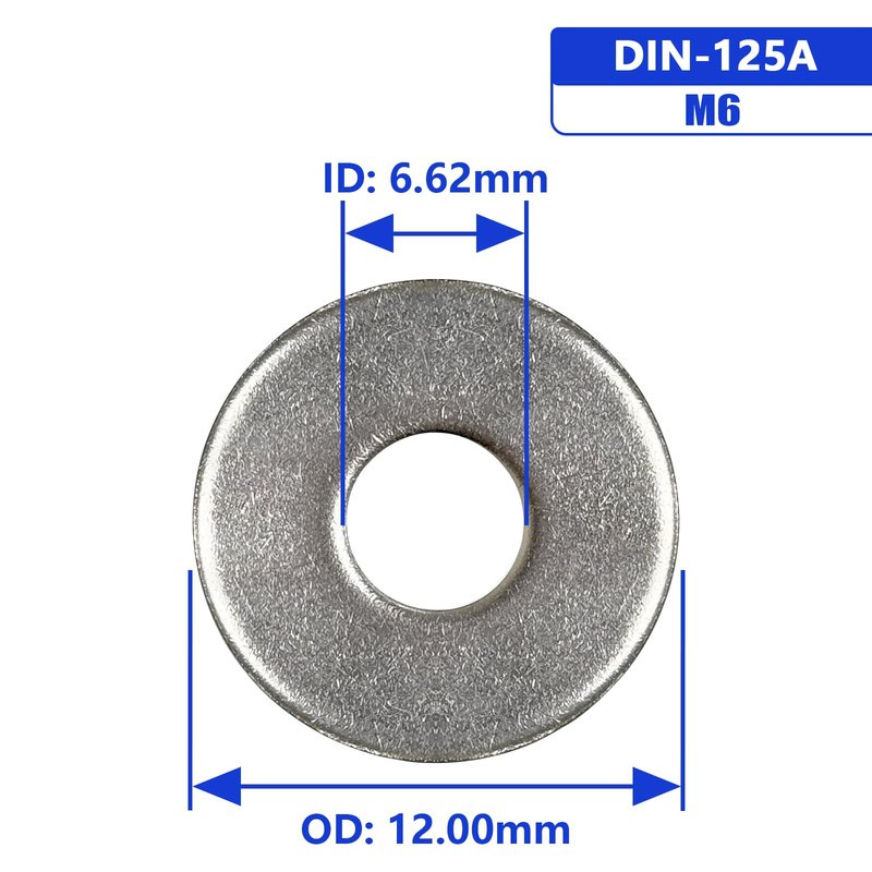Instockbolts M6 x 12mm OD Flat Washer, 18-8 (304) Stainless Steel Washers Flat, 150PCS