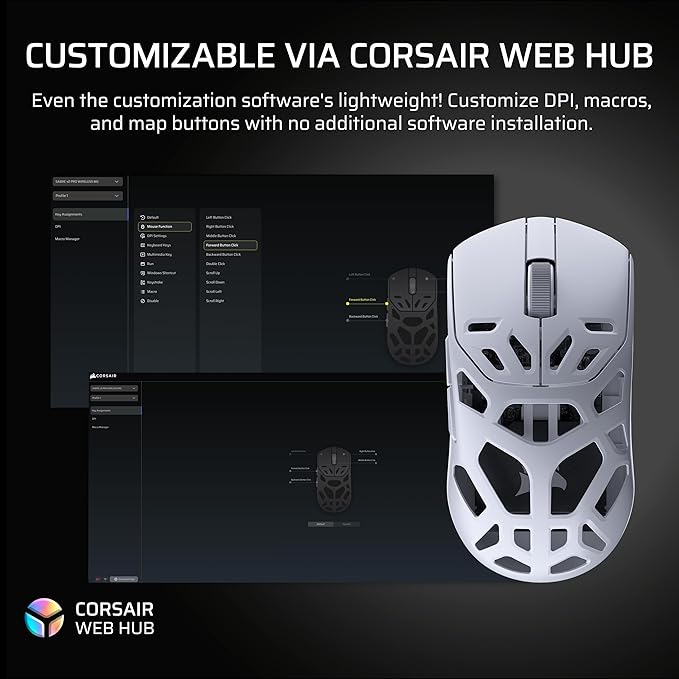 Corsair Sabre v2 PRO Wireless MG FPS Gaming Mouse – 33,000 DPI Marksman S Sensor, 8,000Hz Hyper-Polling, Durable Magnesium, Lightweight, Up to 120hr Battery – White