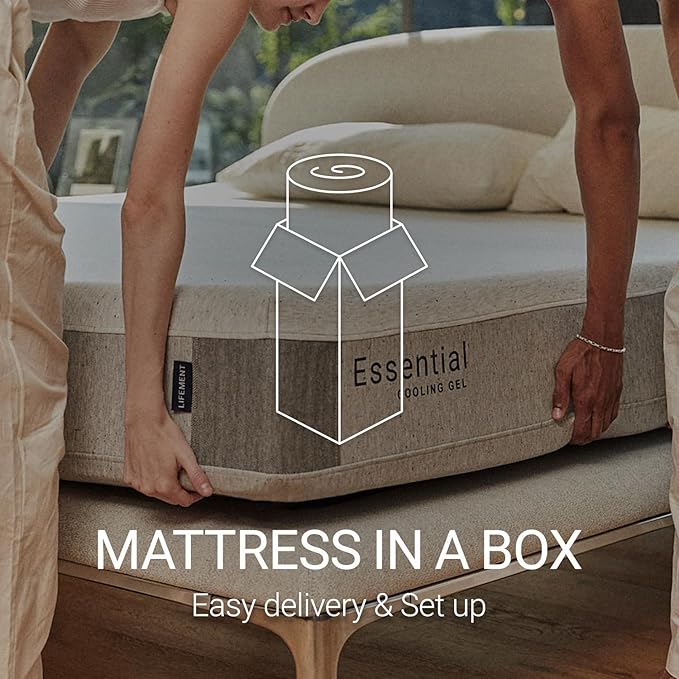 LIFEMENT, Essential 6 Inch Copper Infused Cooling Gel Memory Foam Mattress, Medium Firm, Fiberglass Free, Pressure Relief, Safe & Certified Foams & Cover, 10-Year Warranty, Mattress in a Box, Full