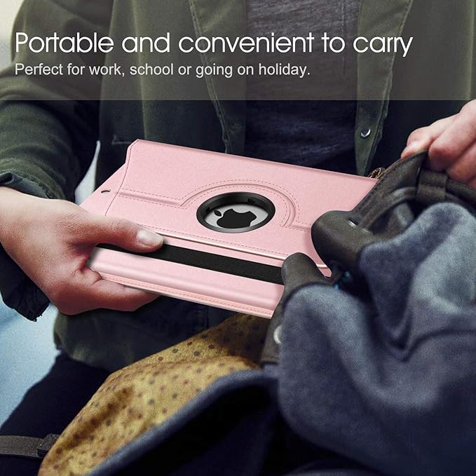 Fintie Rotating Case for iPad Air (3rd Gen) 10.5" 2019 / iPad Pro 10.5" 2017 with Built-in Pencil Holder - 360 Degree Rotating Stand Protective Cover, Auto Sleep/Wake (Rose Gold)