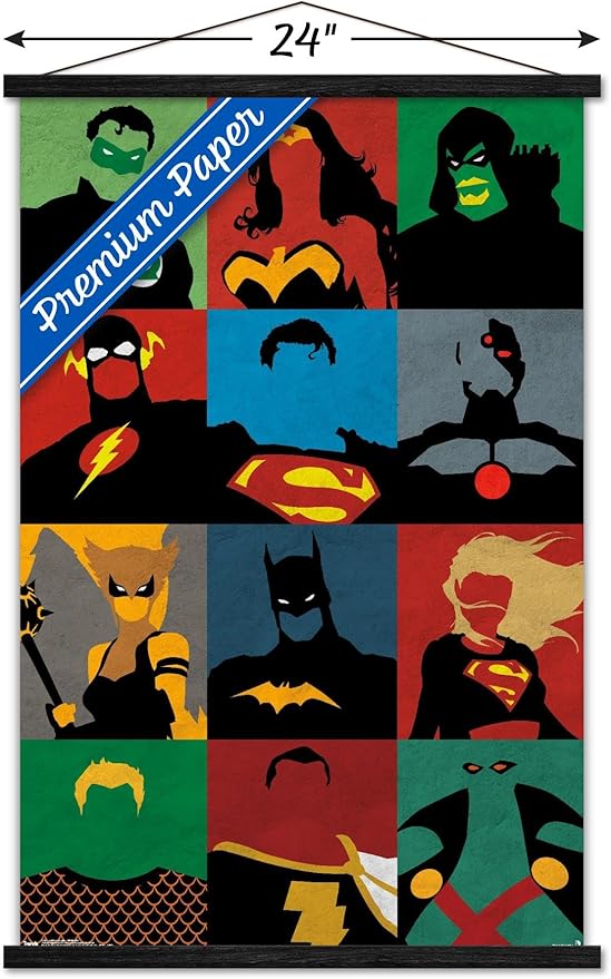 Trends International DC Comics - Justice League - Minimalist Wall Poster, 22.375" x 34", Premium Print and Black Hanger Bundle