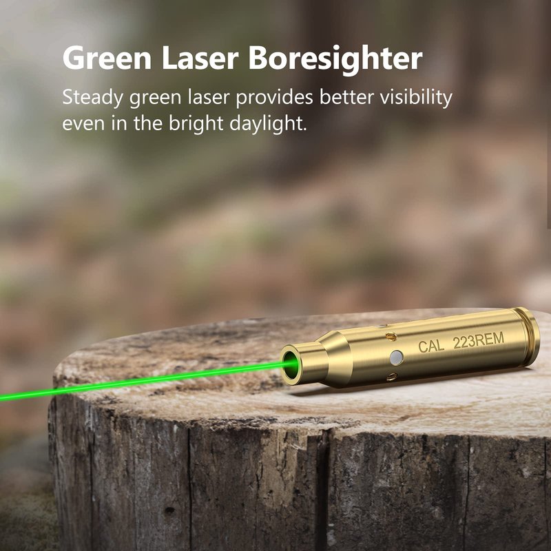 MidTen Green Laser Bore Sight 223 5.56mm, 30-300 Yards Sighting Range Green Laser Boresighter with 4 Sets of Batteries