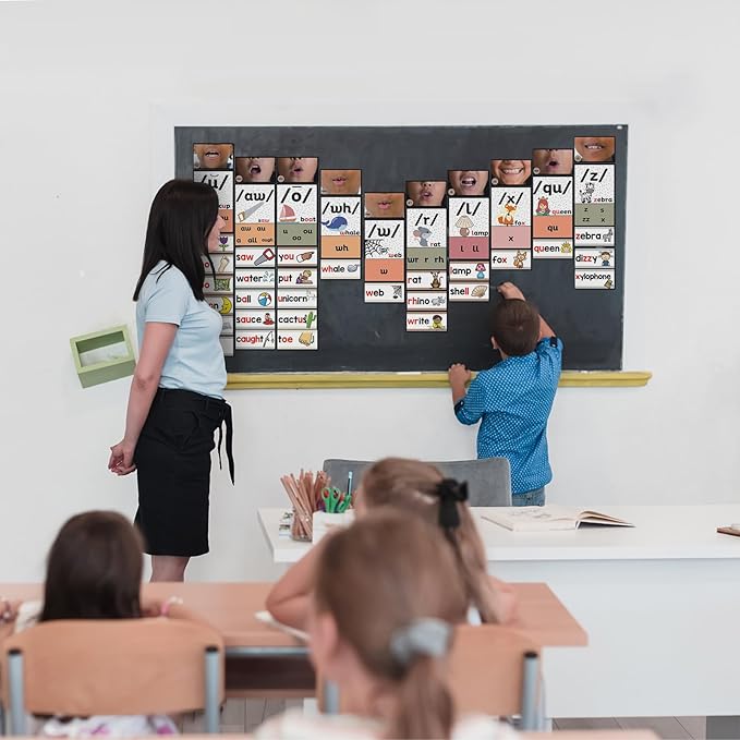 220 Pcs Sound Wall Classroom Phonics Kit Science of Reading Manipulatives Posters for Kindergarten Speech Therapy Material Phonemic Awareness ESL Teaching Material Teaching Guide(Boho)