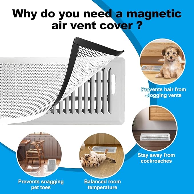 4 PCS DIY White Magnetic Vent Covers – 13.8" x 11.8" Customizable Air Register