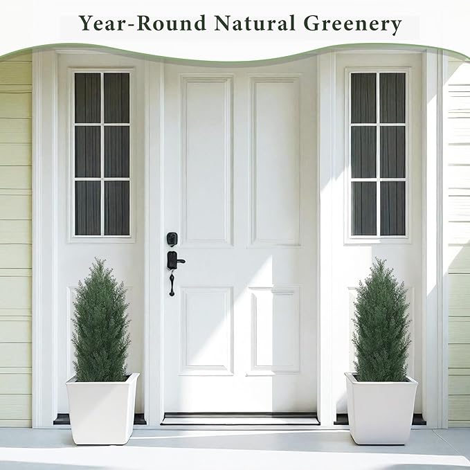 THE BLOOM TIMES 3ft Topiary Trees Artificial Outdoor Set of 2, UV Resistant Faux Cedar Pine Cypress Bushes & Shrubs, Fake Plants for Front Porch Outside Planter Patio Christmas Decor 3 Foot Tall