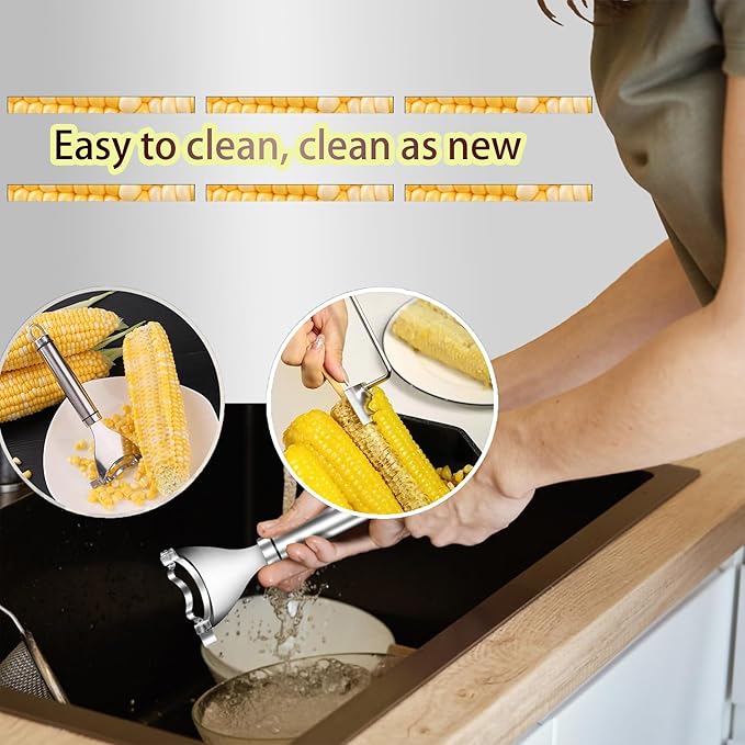 WSIOKYW 2 Pcs Corn Peeler Corn on the Cob Stripper Tool 304 Stainless Steel Corn Thresher with Ergonomic Handle Easy to Use Corn Peeler for Corn on the Cob Safe Durable Kitchen Tools