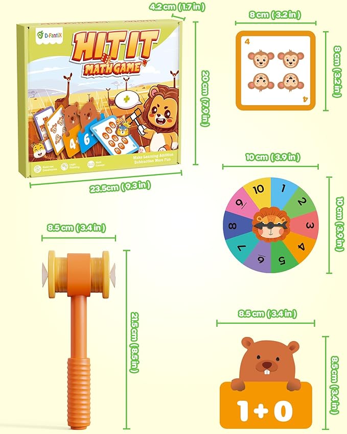 D-FantiX Addition and Subtraction Games, Math Games for Kids, Math Manipulatives for Kindergarten Elementary 1st 2nd Grade, Montessori Educational Learning Toy for Classroom Homeschool
