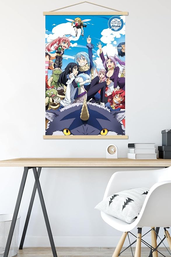 Trends International That Time I Got Reincarnated As A Slime - Group Wall Poster, 22.375" x 34", Print and Beechwood Hanger Bundle