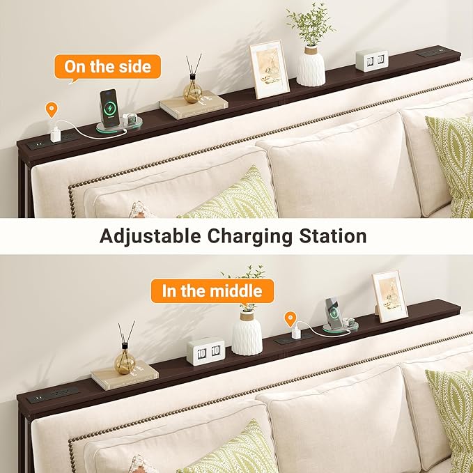 ELYKEN 2 Pack 5.9" Narrow Console Sofa Table with Power Outlets, 5.9" Dx39.4 Wx31.1 H Bamboo Behind Couch Table with Charge Station, Brown