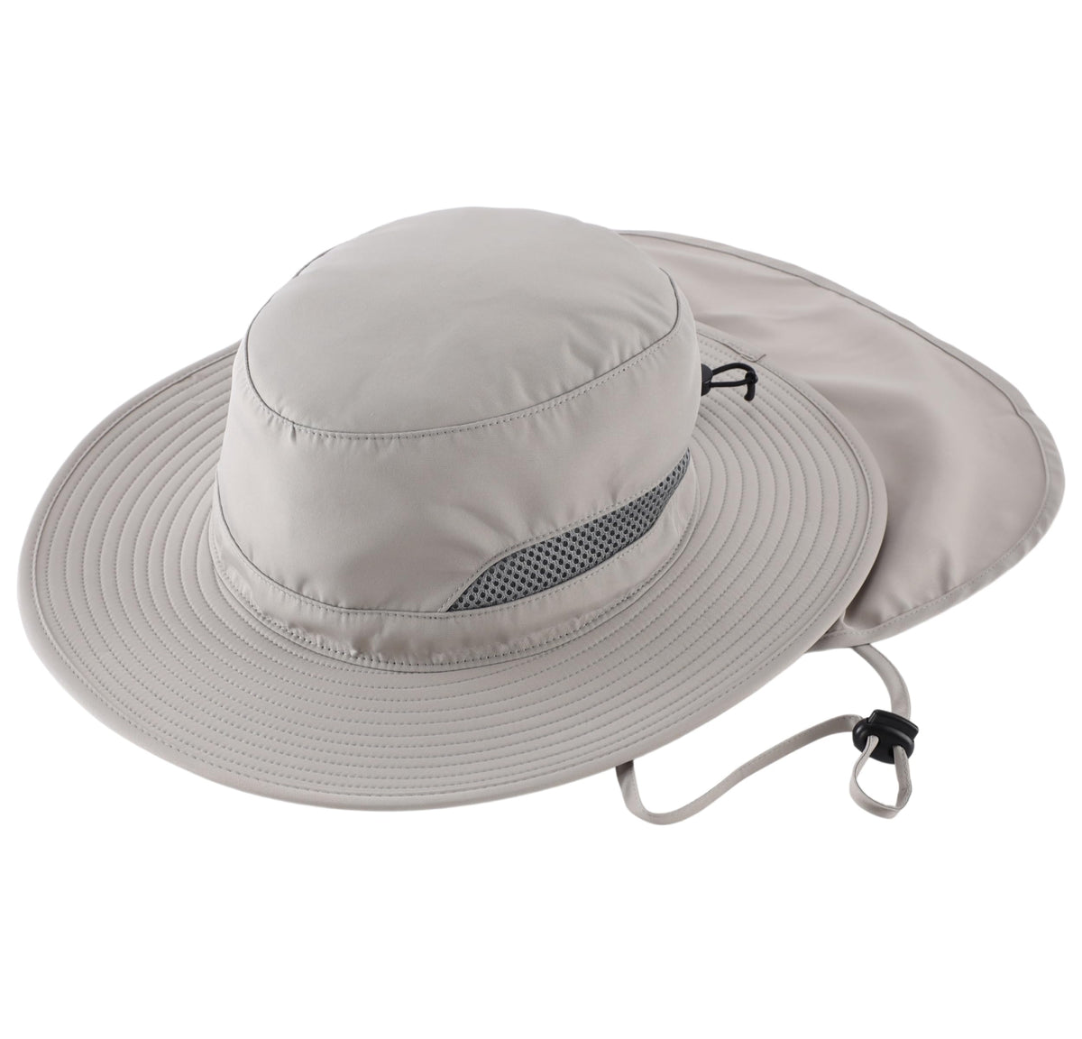 Connectyle Men's SPF 50+ Sun Hat with Neck Flap Summer Bucket Hats Outdoor Safari Hat for Fishing Hiking Gardening Light Grey