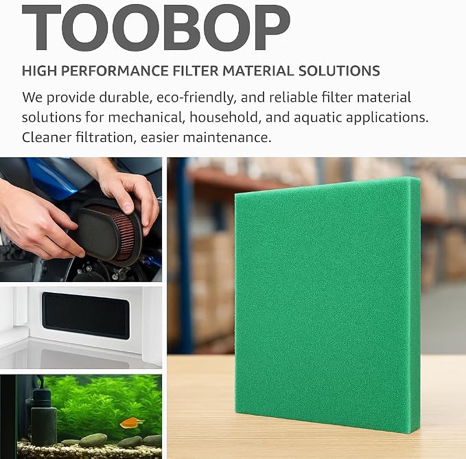 Universal Foam Air Filter Material Sheet – 14" x 17" x 5/8", 65 PPI Green Fine