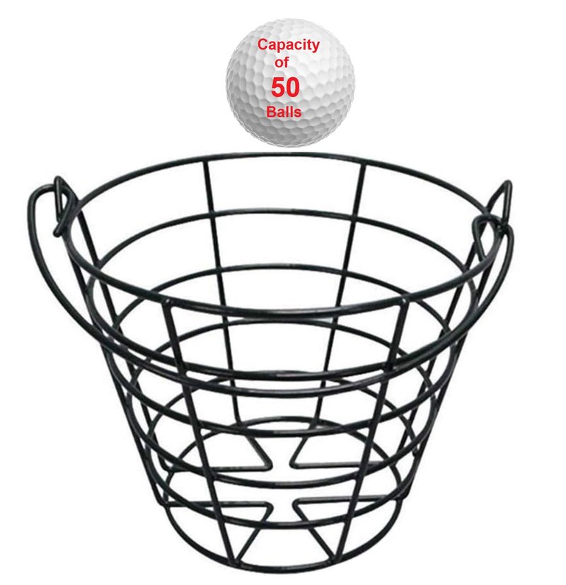 Main Products Metal Range Golf Ball Baskets with Handle, ( 4 Pack ), Golf Ball Storage Bucket, Each Bucket Holds 50 Golf Balls (Golf Balls Not Included).