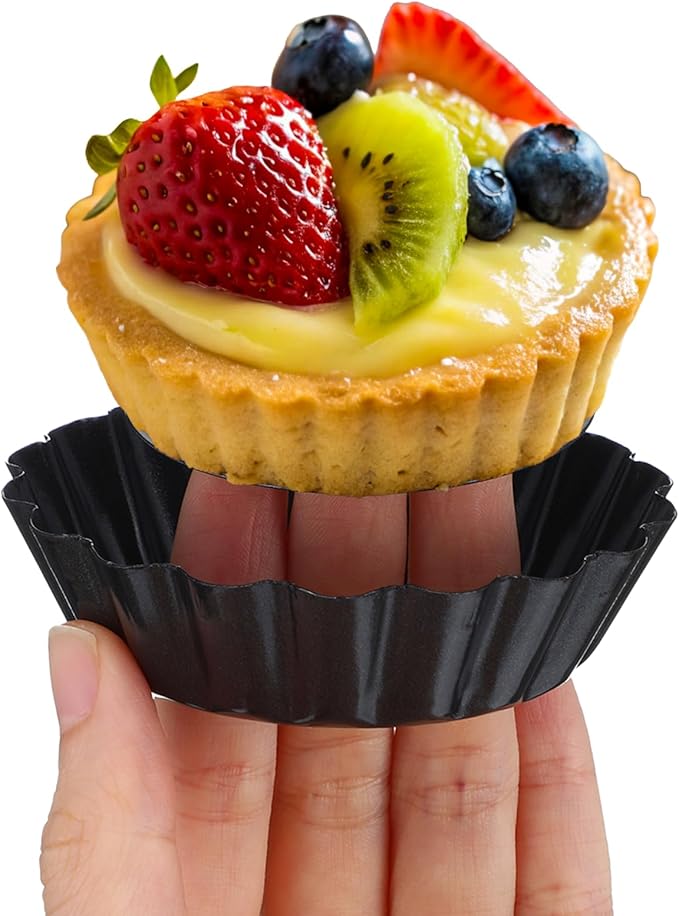 24 Pcs Mini Pie Tart Pans 3"with Removable Bottom Round Nonstick Quiche Pan