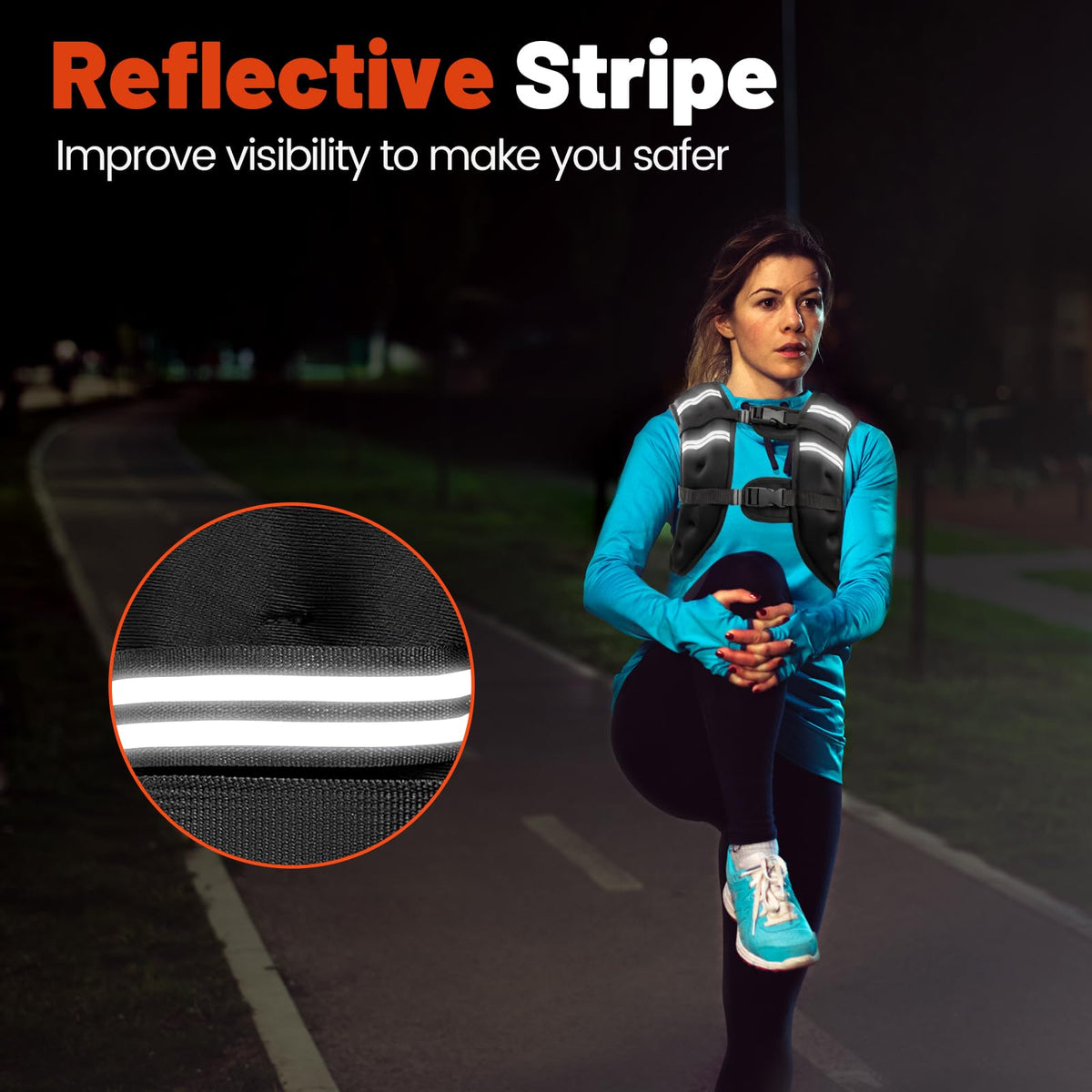 Poudee Weighted Vest, 30LB Weight Vest for Men Women, Body Weight Vests Adjustable with Reflective Stripe for Strength Training, Running, Training Workout, Jogging, Walking - 30LB
