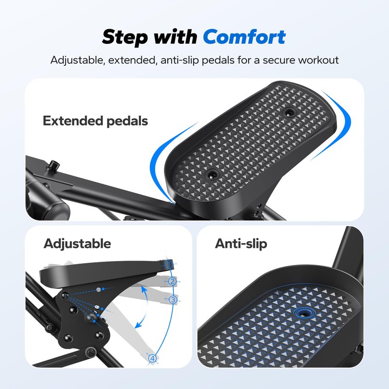 MERACH Stair Stepper, Hands & Feet Synchronized Stair Climber, Stairmaster for Full-Body Workout at Home, Compact Vertical Climber with Extended & Adjustable Pedals, Deep & Black