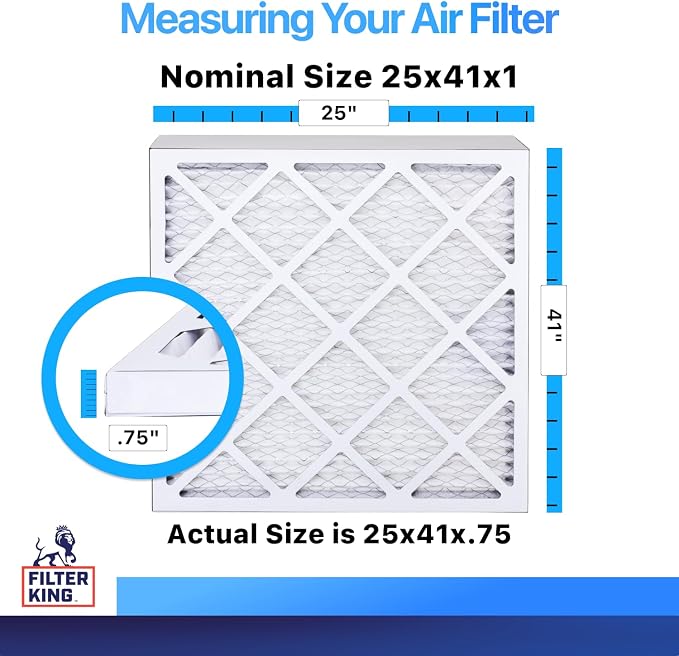 Filter King 25x41x1 Air Filter | 4-PACK | MERV 8 HVAC Pleated A/C Furnace