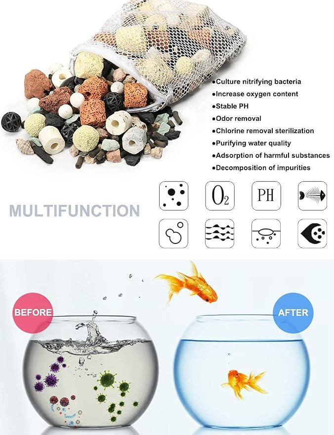 GOLDEAL Bio Balls Ceramic Rings Set, Aquarium Biological Filter Media