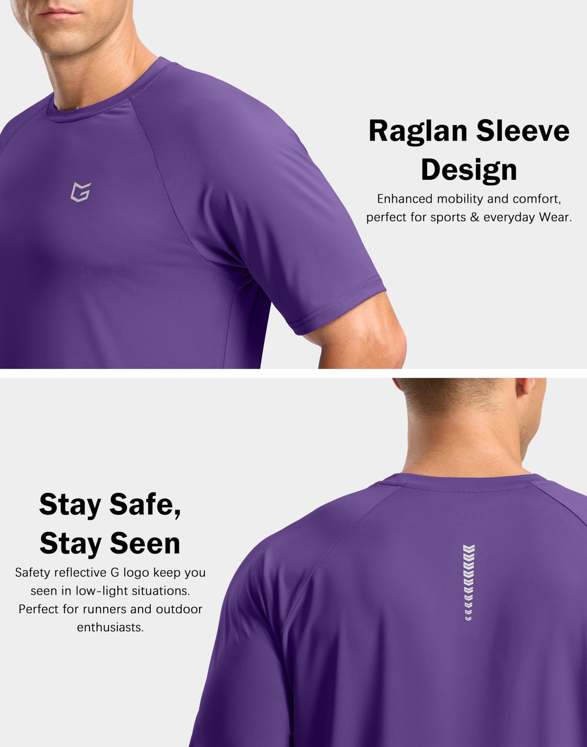 Men's Athletic Workout T-Shirts Moisture Wicking Cooling Running Shirts Short Sleeve Performance Tee for Gym Tennis(Purple,3XL)