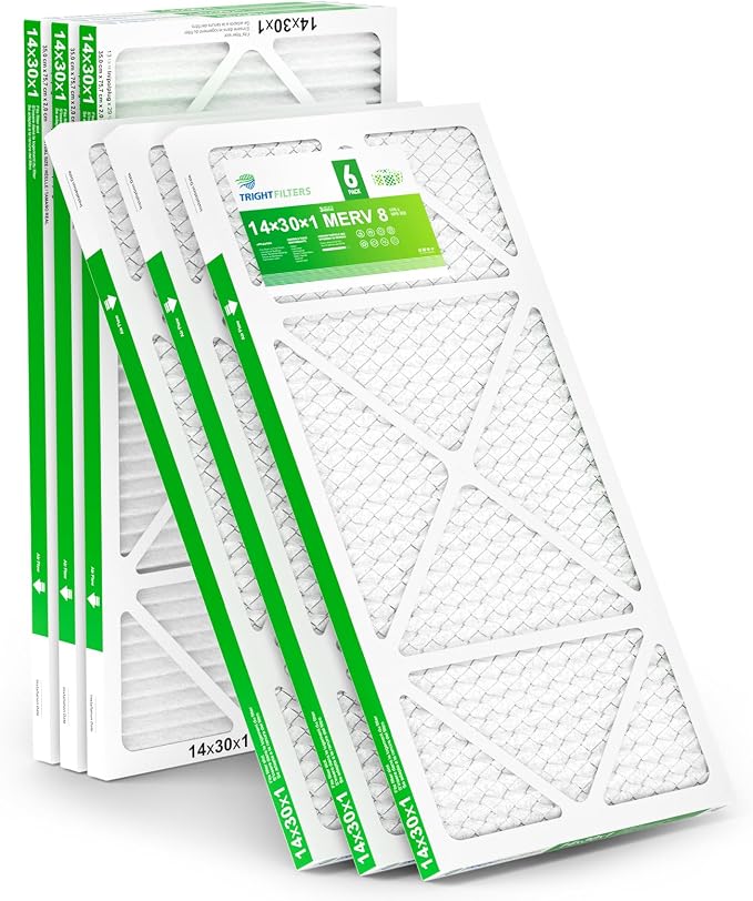 14x30x1 Air Filter 6 Pack, Durable MERV 8 Pleated Home HVAC AC Furnace Filters