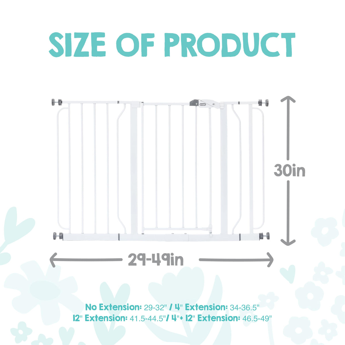 Regalo White Extra Wide Metal Pet Gate, 2" L X 49" W X 30" H