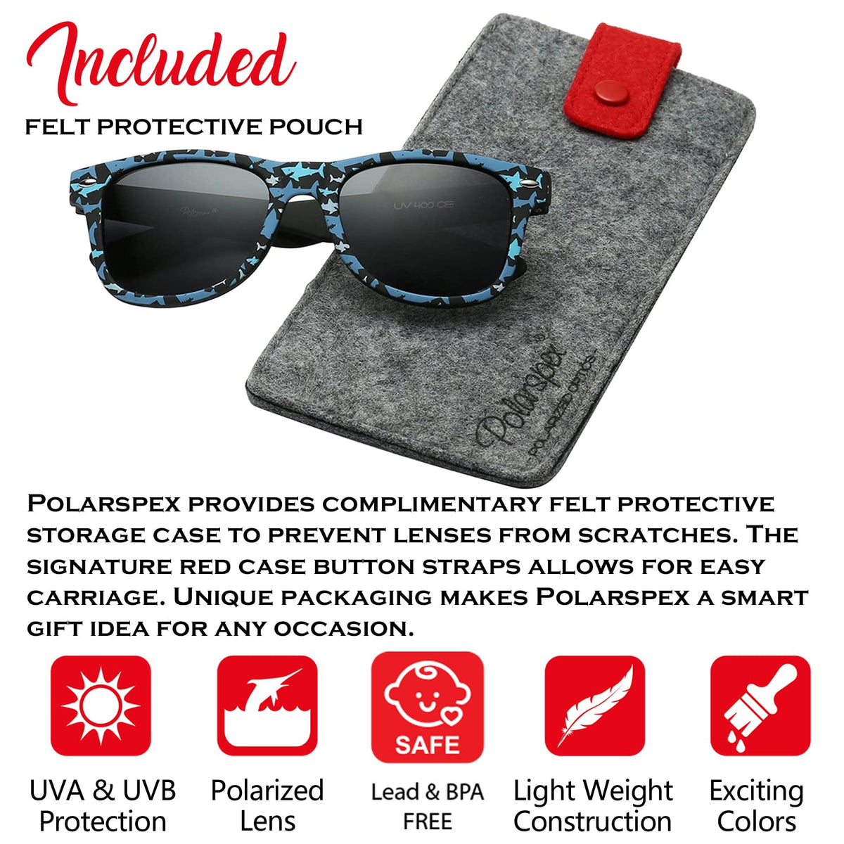 PolarSpex Toddler Polarized Sunglasses for Boys & Girls Ages 2-8 Black