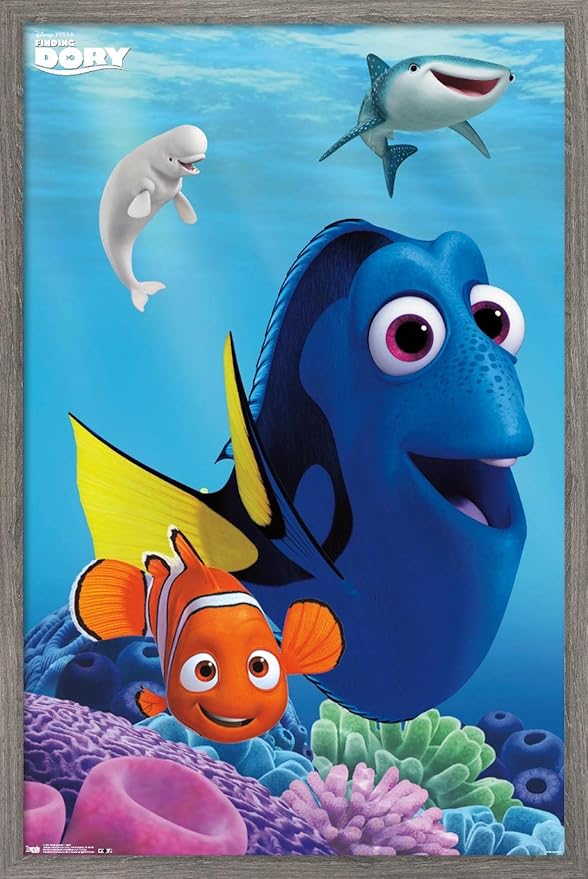 Trends International Disney Pixar Finding Dory - Dory Wall Poster, 14.725" x 22.375", Barnwood Framed Version