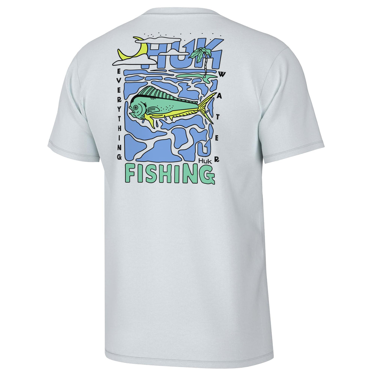 HUK Mens Fishing Graphic Tee, Performance Short Sleeve, Quick-Dry, Dolphin Dreams - White, Small